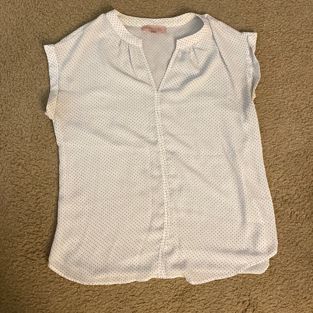 Philosophy white and black Swiss dot blouse size S